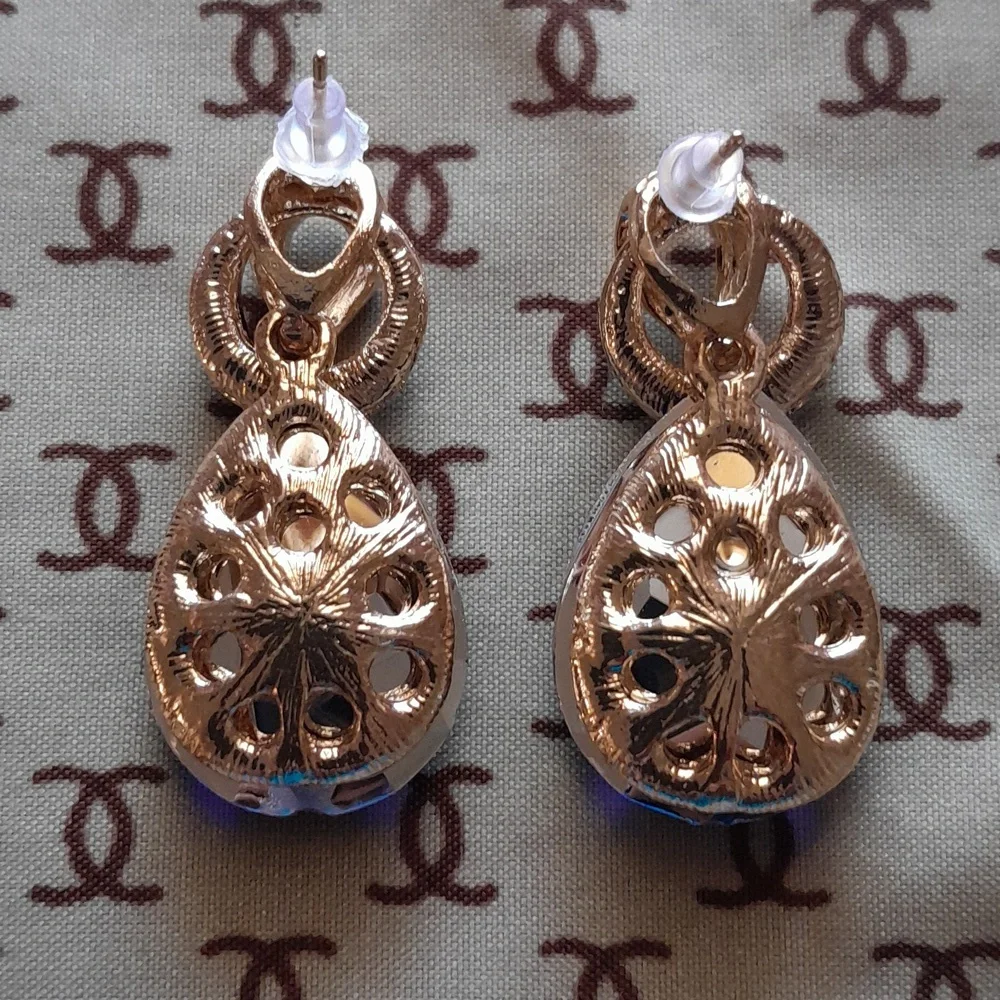 Elegant Blue Crystal Drop Earrings